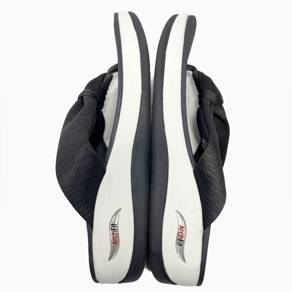 Sketchers Charcoal and White Archfit Sunshine Wedge Flip Flops Womens size 10 - Picture 8 of 9